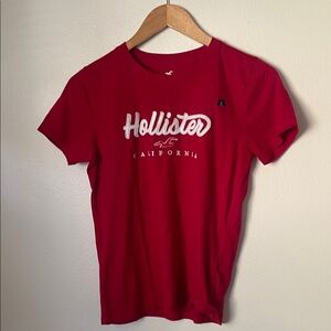 Hollister Red Crewneck Logo T‑Shirt with White Script